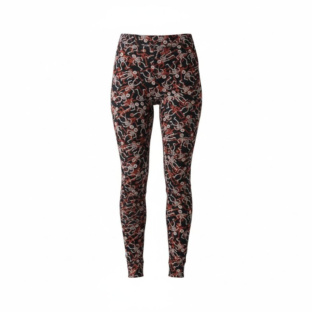 Halloween Skeleton Print Leggings For Women Black Orange One Size Fits Most